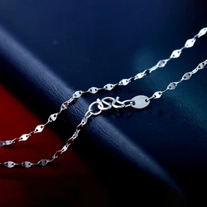 Pure Platinum 950 Chain Women 2mm Diamond-Cut Link Necklace 2.45-2.55g/16.9inch - Picture 1 of 8