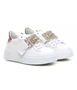 GIO+ Damen Gr. US 8 EU 39 Weiß Leder mit Roségold Edelsteinen Sneaker/Schuhe - Bild 1 von 13
