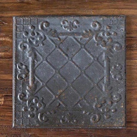 Decorative Tin Ceiling Tile - Black, 12"x12" Cover