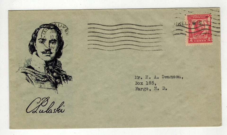 SIGNED HPS ADDON FDC 690 POLAND GENERAL CASIMIR PULASKI MILWAUKEE WISCONSIN #3 - Image 1 of 1