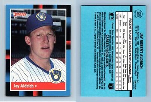 Jay Aldrich - Brewers #460 Donruss 1988 Baseball RC Trading Card