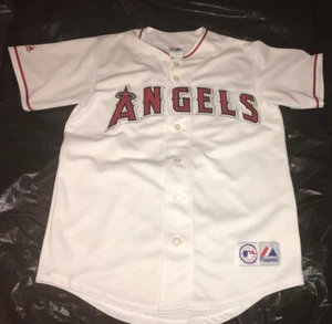 Vintage Angels MLB Majestic Trikot Made In Korea Genäht 40 Braun Weiß / Rot S:M - Bild 1 von 10