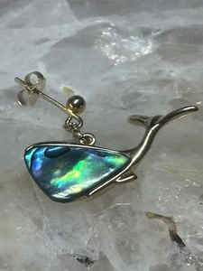 Abalone Shell, Gold Whale earrings for women.. Boho. Nautical - Picture 1 of 4