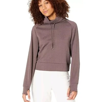 Juicy Couture Sport Jacquard Quilted Crop Cowl Neck Brown Pullover Sweatshirt - Image 1 of 4