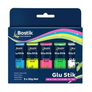 5x Bostik Rainbow Glu Stik Blue Glue Sticks School Art Stick Bost Acid Free 35g - Picture 1 of 3