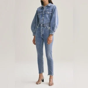 AGOLDE Nico High Rise Slim Fit Jeans in Rooted Size 24 Button Fly Stretch - Picture 1 of 7