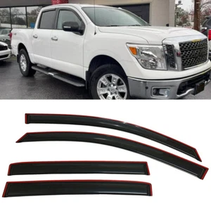 IN-CHANNEL Window Visors Sun Vent Rain Guard Fit Nissan Titan Crew Cab 2016-2024 - Picture 1 of 11