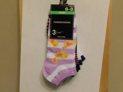 Kids Socks 3 pairs   Size 6-8 ankle socks fashion - Image 1 of 3