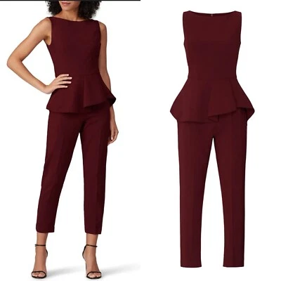 Mono Kasia NEGRO HALO Mujer 4 Merlot Rojo Sin Mangas Peplum Recortado Foto 1 de 4