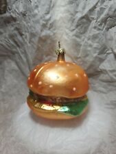 Vintage Glass Hamburger Christmas Ornament Cheeseburger