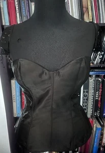 Vintage Fredericks Of Hollywood Corset Dreamy Black • Size 34C W/adorable Cap - Picture 1 of 7