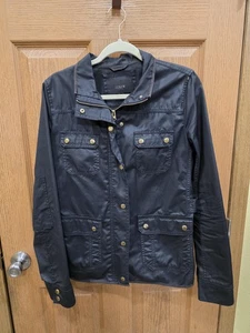 J Crew Jacket Mens Tall Medium Black Waxed Cotton Field Utility Pockets 06365 - Picture 1 of 16