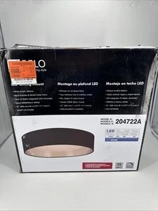 Eglo 204722A Orme 16"W LED Flush Mount Drum Ceiling Fixture - Black - Picture 1 of 7