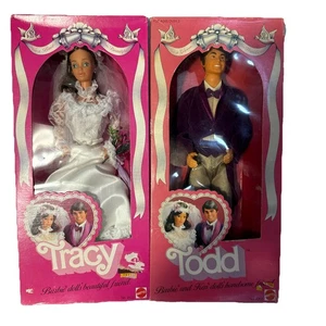 Barbie 1982 "Tracy & Todd" Braut & Bräutigam Puppen - Steffie Gesicht #4103 & #4253 - NRFB - Bild 1 von 12