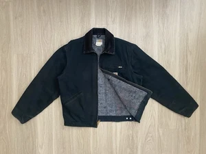 VTG Carhartt Detroit J01 Jacket Men’s 42 Black Blanket Lined Distressed Made USA - Picture 1 of 13