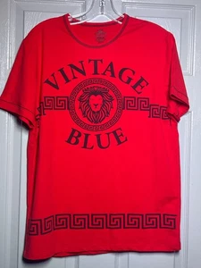 T shirt blu vintage rosso medio con logo nero nuova con etichette streetwear designer - Foto 1 di 6