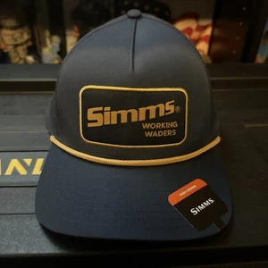 Simms Fishing Hat, Working Waders Patch w/Rope, Navy Cap, 100% Nylon, Snapback - Picture 1 of 5