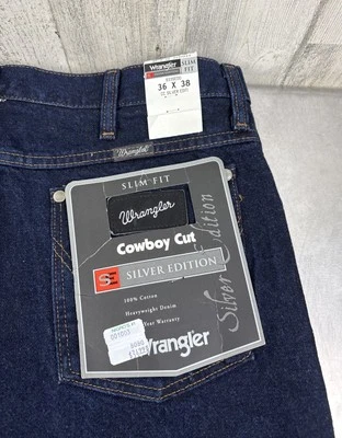 Wrangler Jeans Men’s 36x38 Cowboy Cut Silver Edition Slim Fit Dark Blue 933SEDD - Image 1 of 4