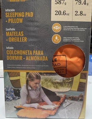 NEW Cascade Mountain Tech Inflatable Sleeping Pad +  Pillow for hiking & camping - Image 1 of 4