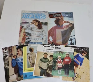 Job Lot Knitting Patterns Islands Fair Isle Shetland Aran Guernsey Nordic - Picture 1 of 15