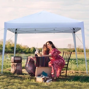 10'x10' EZ Pop Up Canopy Outdoor Wedding Party Tent Folding Waterproof White - Picture 1 of 8