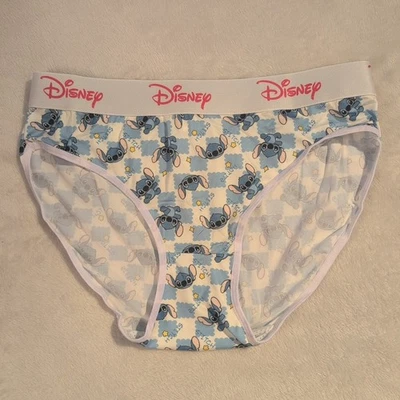 Calcinha biquíni feminina Disney Stitch licenciada fofa desenho animado azul logotipo macio cueca - Imagem 1 de 2