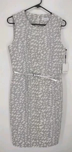 Calvin Klein Sleeveless Sheath Dress Size 10 Gray White CD6M2T8L New with Defect - Picture 1 of 12