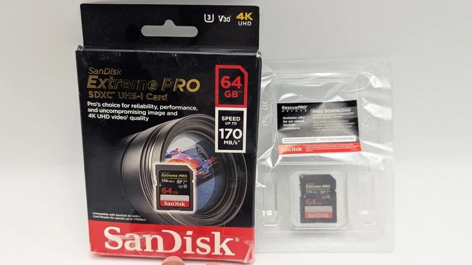 Tarjeta de memoria SanDisk Extreme PRO 64 GB UHS-1 SDXC hasta 170 MB/s, clase 10, U3, V3 Foto 1 de 3