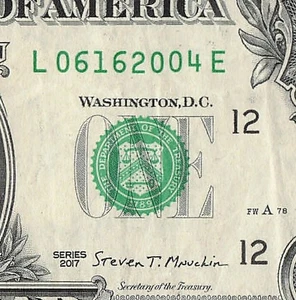 JUNE 16 2004 Birthday Fancy Serial Number Date Note One Dollar Bill 06 16 2004 - Picture 1 of 11