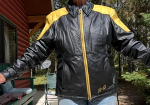 Harley-Davidson Women's Leather Jacket Blk w/Yellow XL  side laces & gussets NEW - Picture 1 of 14