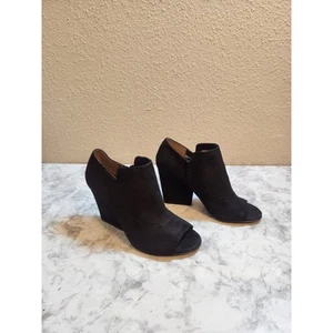 Naturalizer Women's Solid Black Leather Open Toe Heeled Boots Size 8.5W - Picture 1 of 8