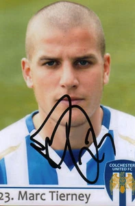 COLCHESTER UNITED: MARC TIERNEY SIGNED 6x4 PORTRAIT PHOTO+COA - Picture 1 of 1
