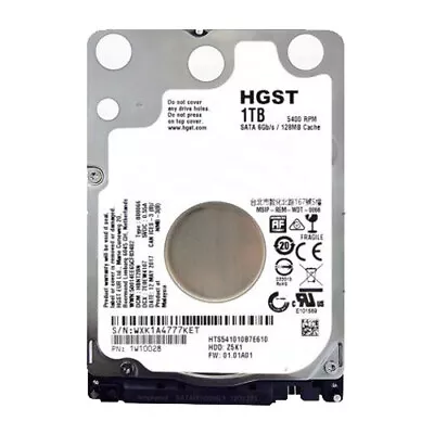 HGST HTS541010B7E610 1TB 5400 RPM SATA III 6Gbps 2.5" Laptop Hard Drive HDD - Image 1 of 3