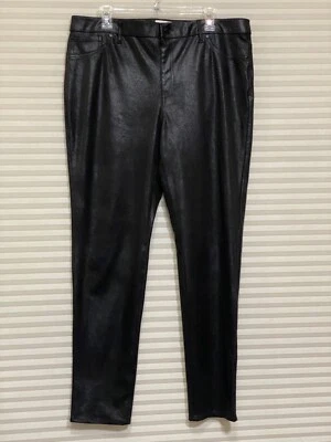 Chico’s 2.5 Talla L Negro Imitación Cuero Look Elastizado 3 Bolsillos Jeggings Pantalones Como Nuevos Foto 1 de 4