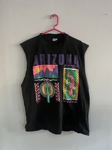 T-shirt vintage anni 90 Arizona XL Stedman Hi-Cru punk emo hipster cut-off invecchiata - Foto 1 di 3