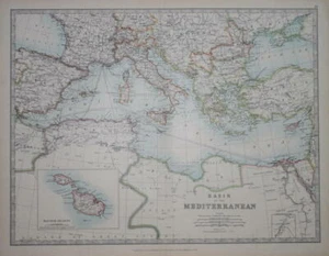 CUENCA DEL MEDITERRÁNEO PUBLICADA POR KEITH JOHNSTON. 1912. - Imagen 1 de 1