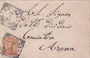 C19619-REGNO, PIEMONTE-ASTI, TONDO RIQUADRATO DI AGLIANO PER ARONA, 1892 - Picture 1 of 1