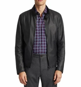 Saks Fifth Avenue COLLECTION Fine Leather Jacket Dark Gray Size XL Made in Italy - Picture 1 of 12