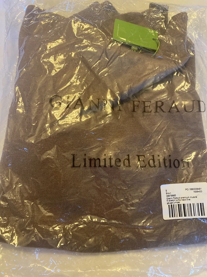 Gianni Feraud Premium Muscle Fit Stretch Turtleneck Fine Gauge Sweater Brown S - Image 1 of 1