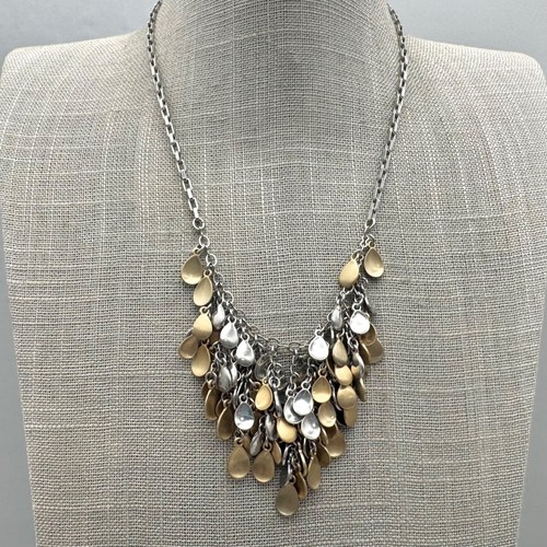 VETEMENTS Collana Talbots moderna argento spazzolato tono oro ciondolo perline a grappolo 20 pollici