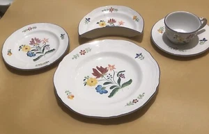 5 Pc. Setting Vintage Herend Hungary Village Pottery Plates Cup Saucer Side - I2 - Picture 1 of 10