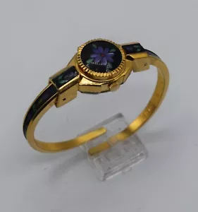 PEEKABOO VINTAGE WATCH SWISS MOVEMENT ENAMEL FLOWER GOLD WATCH 1960'S - Picture 1 of 12