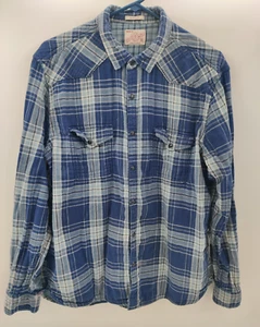 Lucky Brand Hemd Herren Gr. XL blau-weiß kariert Perlen Druckknopf Classic Fit Freizeit - Bild 1 von 9