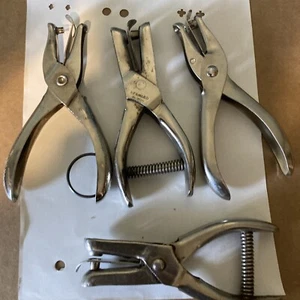 Lot Of 4, 2 Vintage Metal McGill GEM, 1 Sargent & 1 Bernard, Hole Punch - Picture 1 of 7