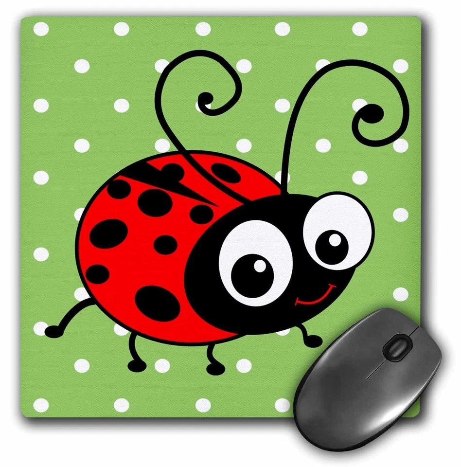 3dRose Lindo diseño de lunares verdes ladybug - kawaii manchas rojas y negras felices la Foto 1 de 1