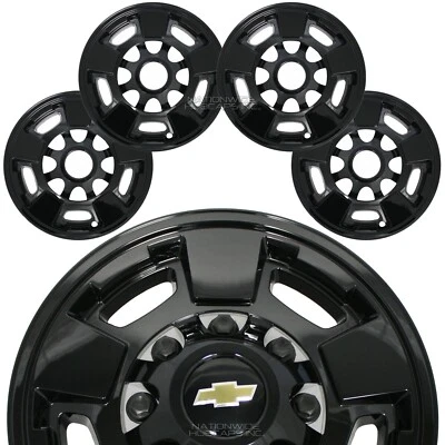 4 cubiertas de llantas de aleación negras Silverado 2500 3500 HD 2011-19 17" tapacubos Foto 1 de 4