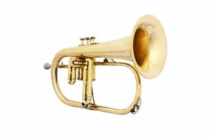 Brass Finish Flugelhorn 3 Valve Brass Bb Pitch with including mouthpiece case., - Picture 1 of 5