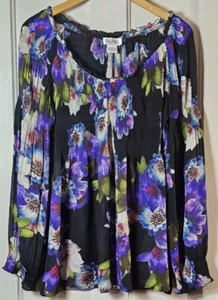 VTG Allison Taylor Blouse XL Accordion Colorful Floral Festival Fairycore Boho - Picture 1 of 17