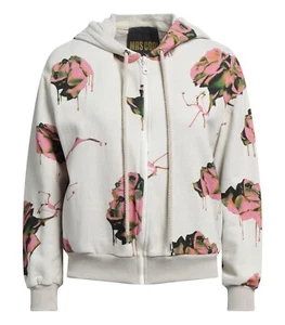 Brand Unique Mrs Cool Hoodie/Jacket Petite Sz 1 NWT Beige & Pink/Green Floral - Picture 1 of 12