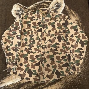 Vintage 80s Duck Camo Button Flannel Shirt Size XL Hunting Field - Picture 1 of 5